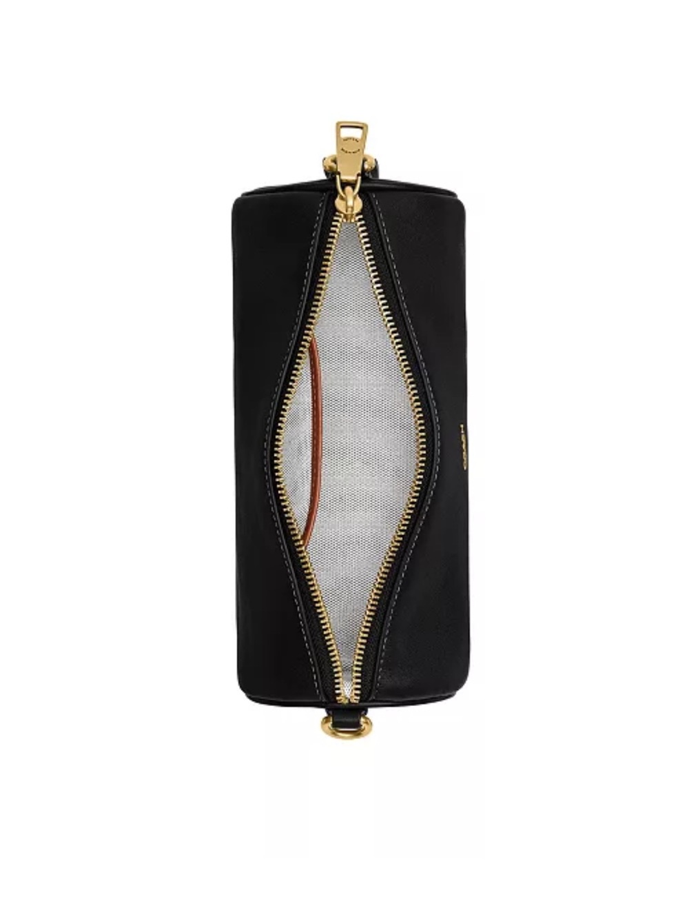 Coach Black Leather Barrel Shoulder Bag Gold Zip Crossbody NWT - Picture 2 of 4